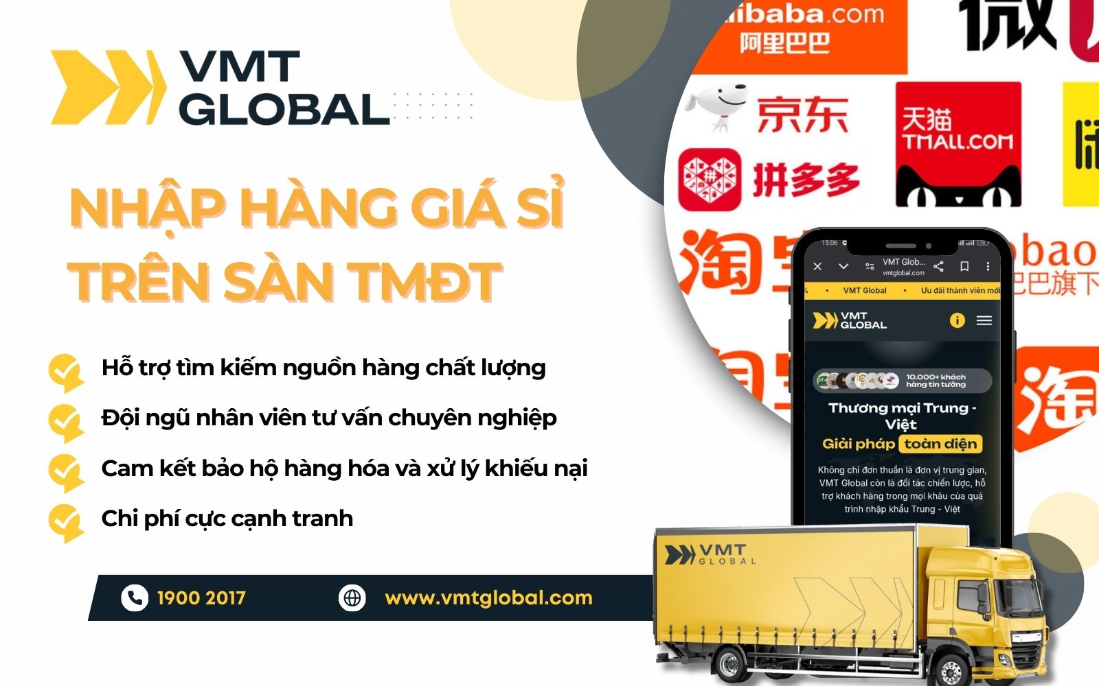 VMT Global chuyên nhập hàng giá sỉ trên các sàn TMĐT Trung Quốc